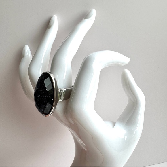 COCKTAIL Faceted Goldstone Ring Size 6 Stainless Steel Purple Gem Oversized Y2K - Picture 15 of 16